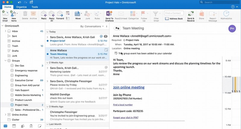 outlook for mac and office 365 groups